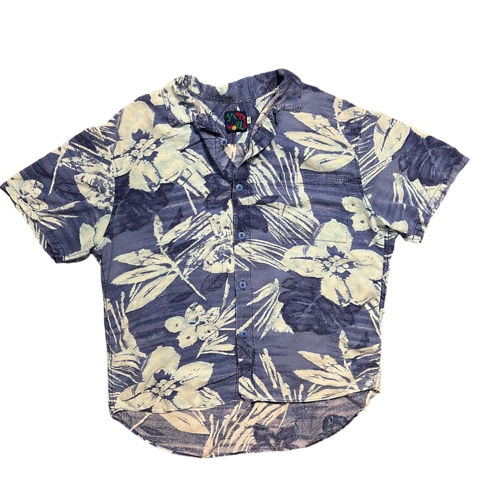 Vintage Jams World 90s Floral Aloha Hawaiian Shirt Made In USA 100% Rayon